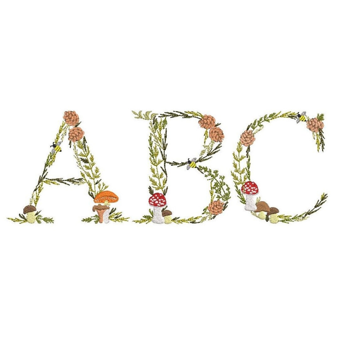 Forest Alphabet Machine Embroidery Design - Etsy