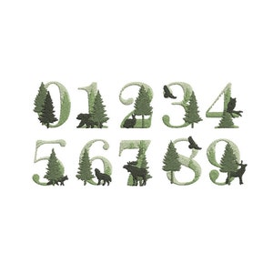 2 Sizes "Forest Numbers" Machine Embroidery File