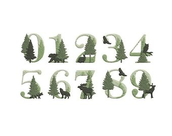 2 Sizes "Forest Numbers" Machine Embroidery File