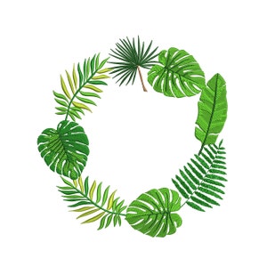 4 Sizes &quot;Palm Leaves Wreath&quot; Machine Embroidery Design