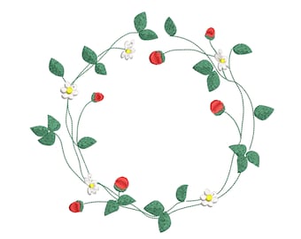 6 Sizes "Strawberry Wreath" Machine Embroidery Design