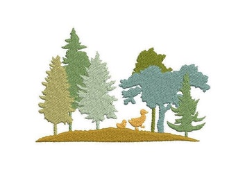 5 Sizes "Forest Silhouette" Machine Embroidery Design