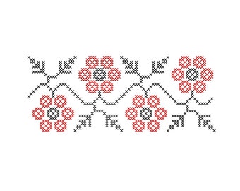 Double Cross-Stitch "Folk Border" Machine Embroidery Design