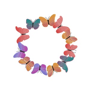 4 Sizes &quot;Butterfly Wreath&quot; Machine Embroidery Design