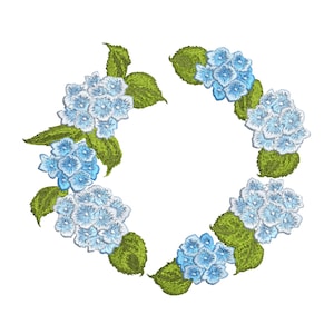 4 Sizes &quot;Hydrangea Wreath&quot; Machine Embroidery Design