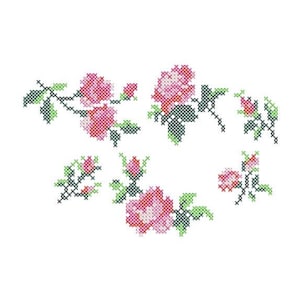Double Cross-Stitch "Roses" Machine Embroidery Design