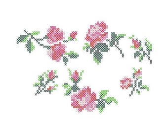 Double Cross-Stitch "Roses" Machine Embroidery Design
