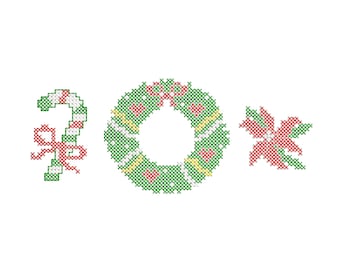 Machineborduurontwerpen met kruissteek "Kerstmotieven".