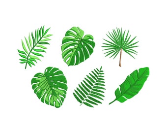 8 Sizes "Palm Leaves" 6 Individual Designs Machine Embroidery Design