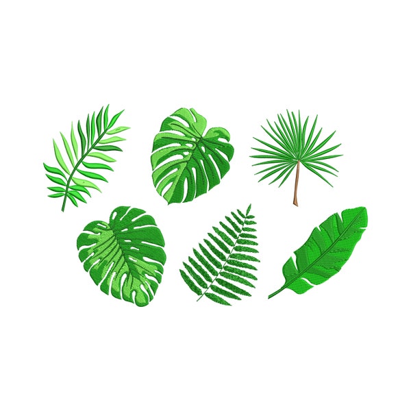 8 Sizes "Palm Leaves" 6 Individual Designs Machine Embroidery Design