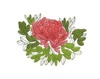 Disegno per ricamo a macchina "Peonia" in 3 dimensioni