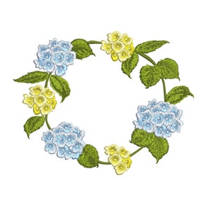 3 Sizes &quot;Hydrangea Wreath&quot; Machine Embroidery Design