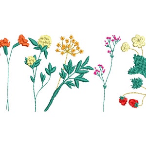 10 Sizes &quot;Hand Stitch Effect Garden Flowers&quot; Machine Embroidery Design
