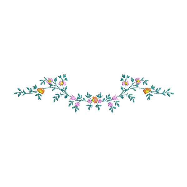 4 Sizes "Floral Border" Machine Embroidery Design