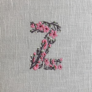 5 Sizes &quot;Cherry Blossom Letter &quot;Z&quot; Machine Embroidery Design