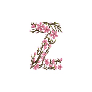 Diseño de bordado a máquina con la letra "Z" de flor de cerezo en 5 tamaños