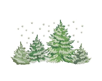 5 Sizes "Winter Forest" Machine Embroidery Design