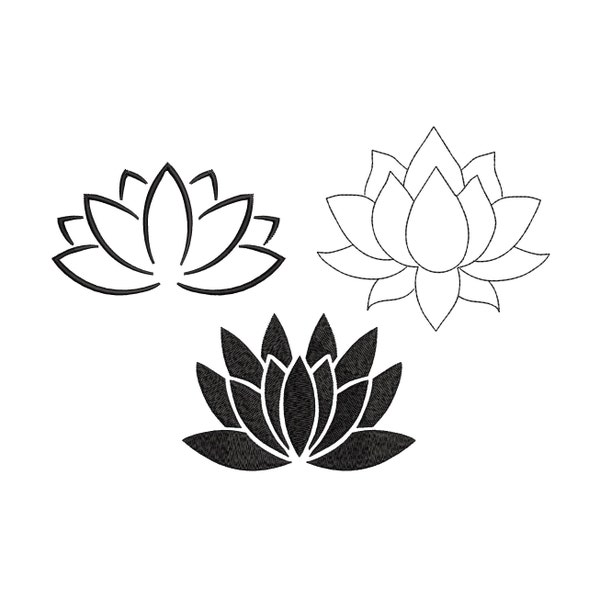 8 Sizes "Lotus" 3 Machine Embroidery Designs