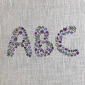 3 Sizes &quot;Floral Alphabet&quot; Machine Embroidery Design