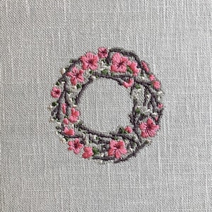 5 Sizes &quot;Cherry Blossom Letter &quot;O&quot; Machine Embroidery Design