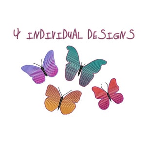 4 Sizes &quot;Butterflies&quot; 4 Individual Machine Embroidery Designs