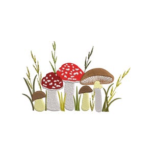 5 Sizes &quot;Mushrooms&quot; Machine Embroidery Design