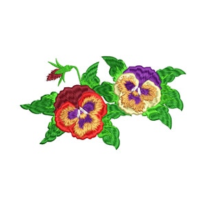 3 Sizes &quot;Pansies&quot; Machine Embroidery Design