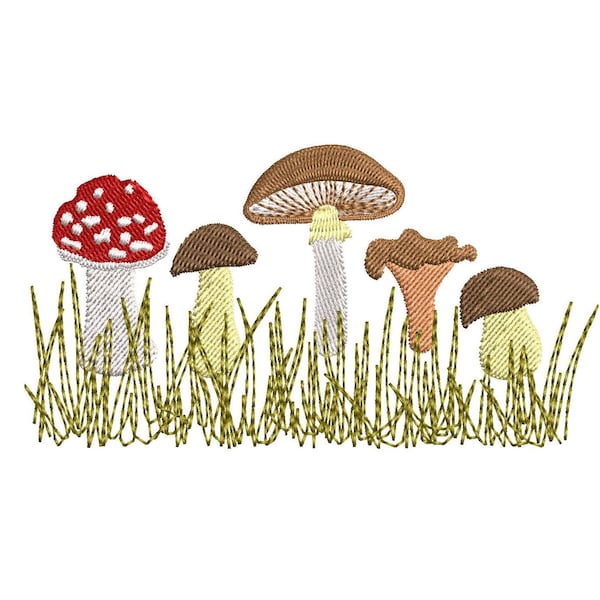 5 Sizes "Forest Mushrooms" Machine Embroidery Design