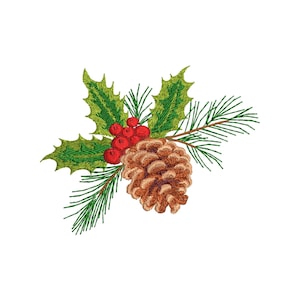 4 Sizes &quot;Christmas Pine Cone&quot; Machine Embroidery Design