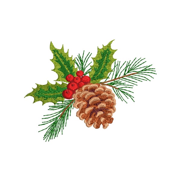 4 Sizes "Christmas Pine Cone" Machine Embroidery Design