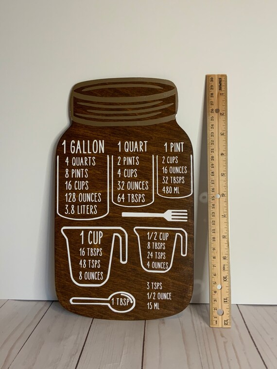 Wooden Measurement Sign Stained Farmhouse Decor Kitchen Decor Sign White Mason Jar Kitchen Conversion Chart Wooden Measurement Sign Stained Farmhouse Decor Kitchen Decor Sign White Mason Jar Kitchen Conversion Chart