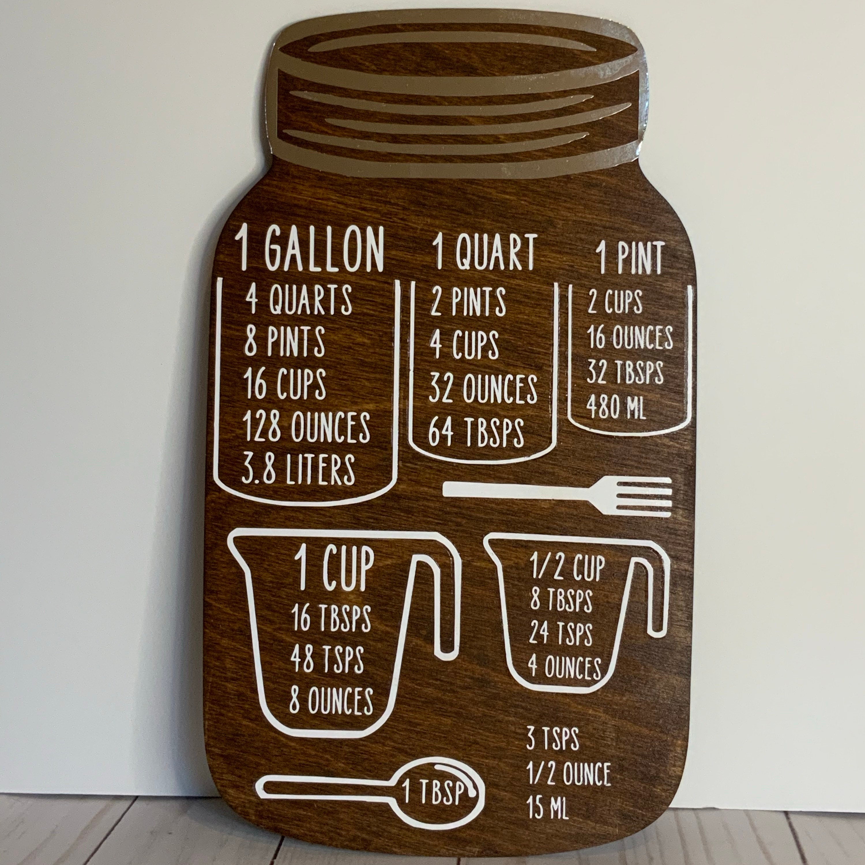 Wooden Measurement Sign Stained Farmhouse Decor Kitchen Decor Sign White Mason Jar Kitchen Conversion Chart Wooden Measurement Sign Stained Farmhouse Decor Kitchen Decor Sign White Mason Jar Kitchen Conversion Chart