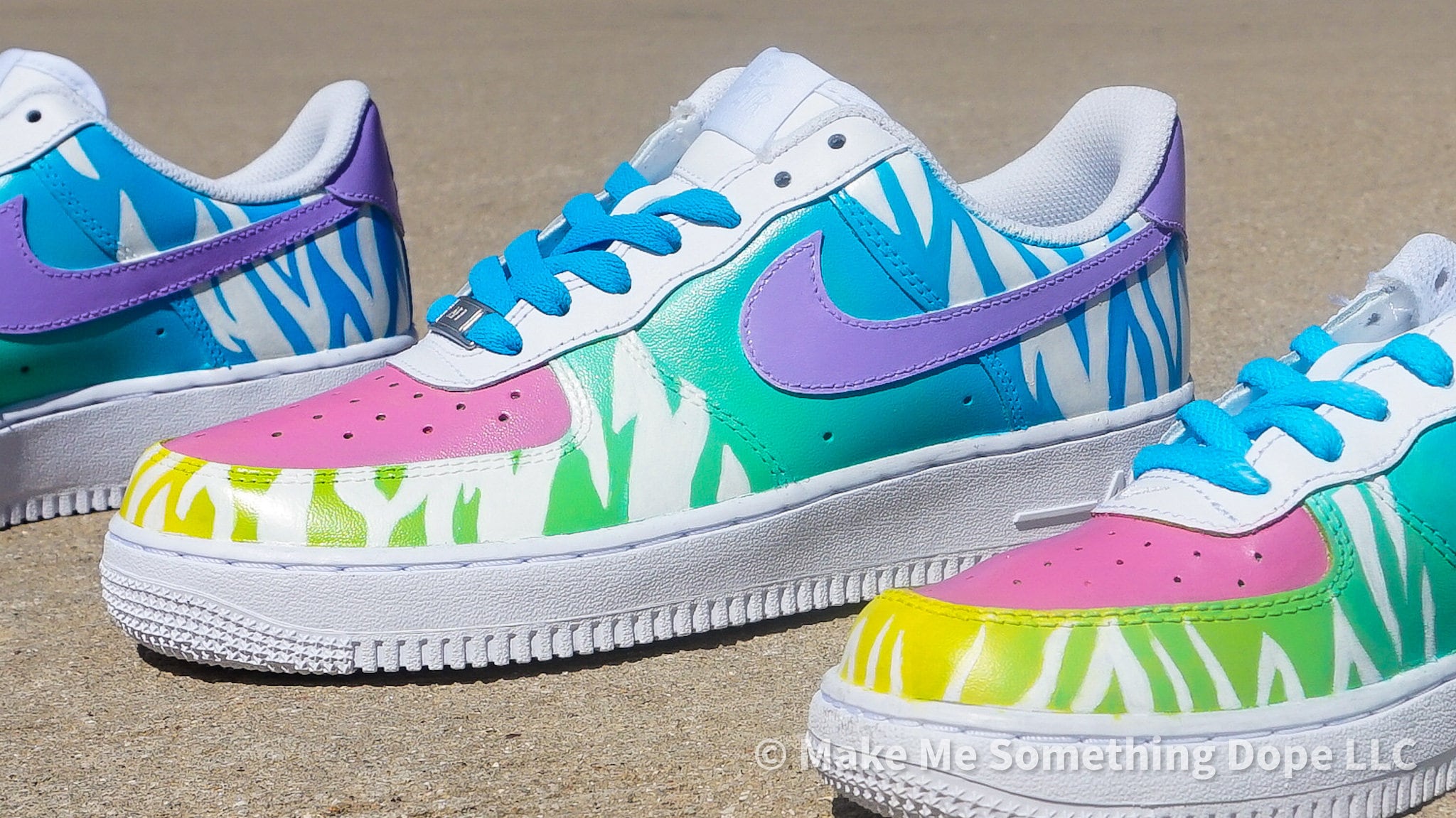 Custom Air Force 1 Nike Women's Shoes - Rainbow Zebra Custom Nike
