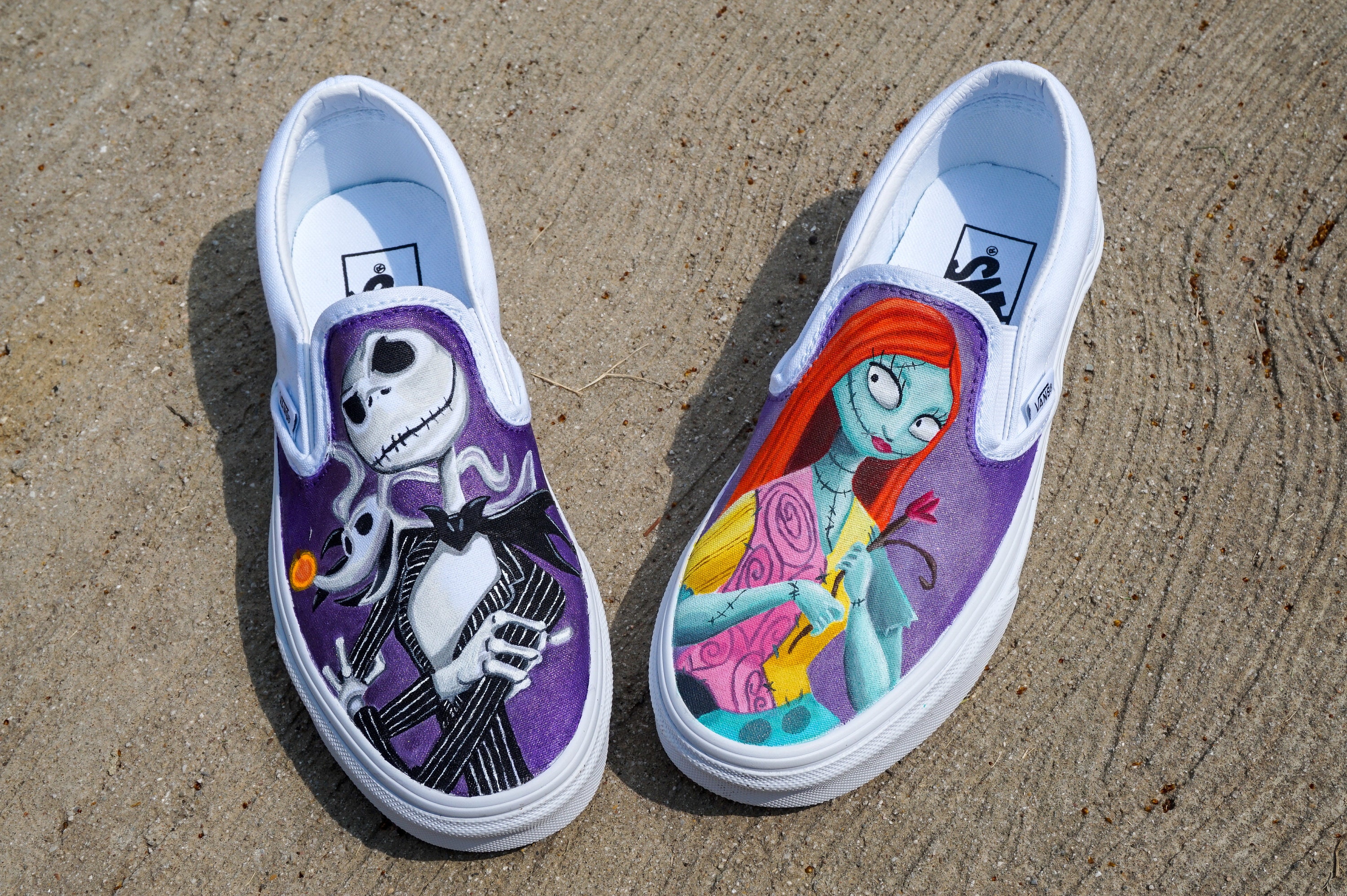 Halloween Shoes Nightmare Before Christmas Painted Slip on Vans