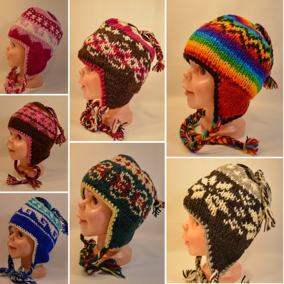 Hand Knit Himalayan Girl/boy Sherpa Cap 