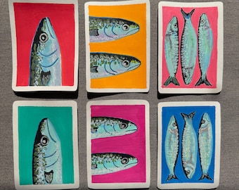 ACEO Visschilderij | Originele ruilkaarten voor acrylkunst (2,5 x 3,5 inch)