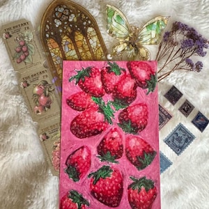 Strawberry Dreams / Dreamer Snail Mail Club / Stampa artistica a pastello ad olio / Adesivi per cancelleria Junk Journaling immagine 3