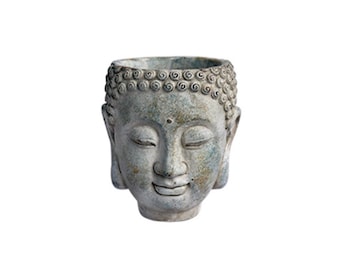 Buddha Head pot. Cement