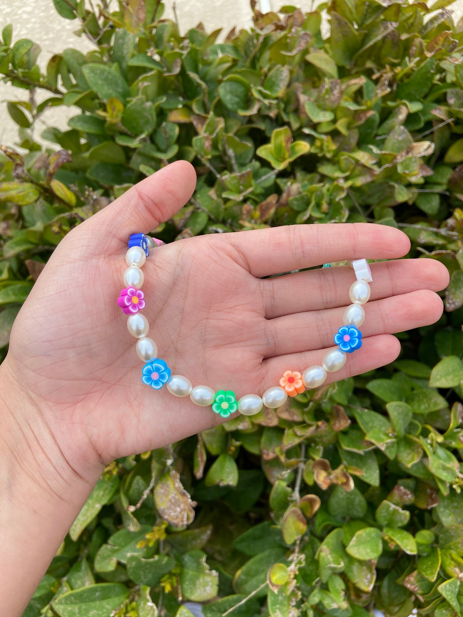 Funky pearl & flower necklace Emma Chamberlain Inspired Etsy