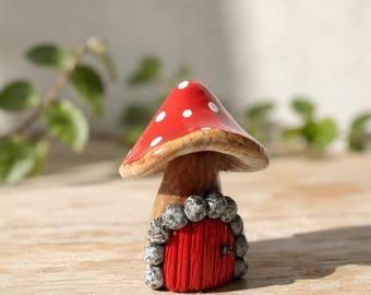 Handmade Miniature Mushroom House, Fairy Garden Decor