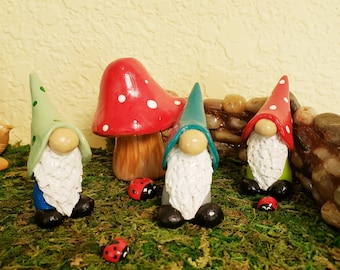 Handmade Garden Gnome, Tiny Fairy Garden Decoration, Custom Colors
