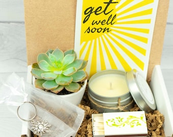 GET WELL SOON.  Care Package. Positive Vibes. Healing Vibes. Live Succulent. Succulent Gift Box. Succulent Gift. Sending You Sunshine.