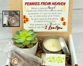 PENNIES FROM HEAVEN. Gift Box. Live Succulent. Succulent Gift Box. Natural Succulent. Succulent and Candle.Gift Box. Sympathy Gift Box. Loss