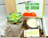 TEACHER APPRECIATION. Gift Box. TEACHER gift. Live Succulent. Succulent Gift Box. Care Package. Succulent. Thank you for Helping me Grow