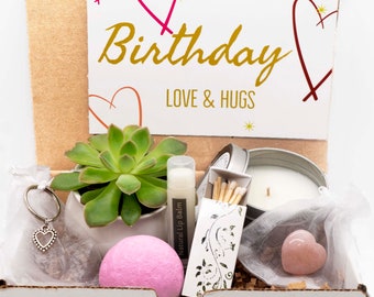 GIFT BOX. Birthday Love and Hugs. Care Package. Live Succulents. Succulent Gift Box. Succulent Care Package. Succulent and Candle. Bath Bomb