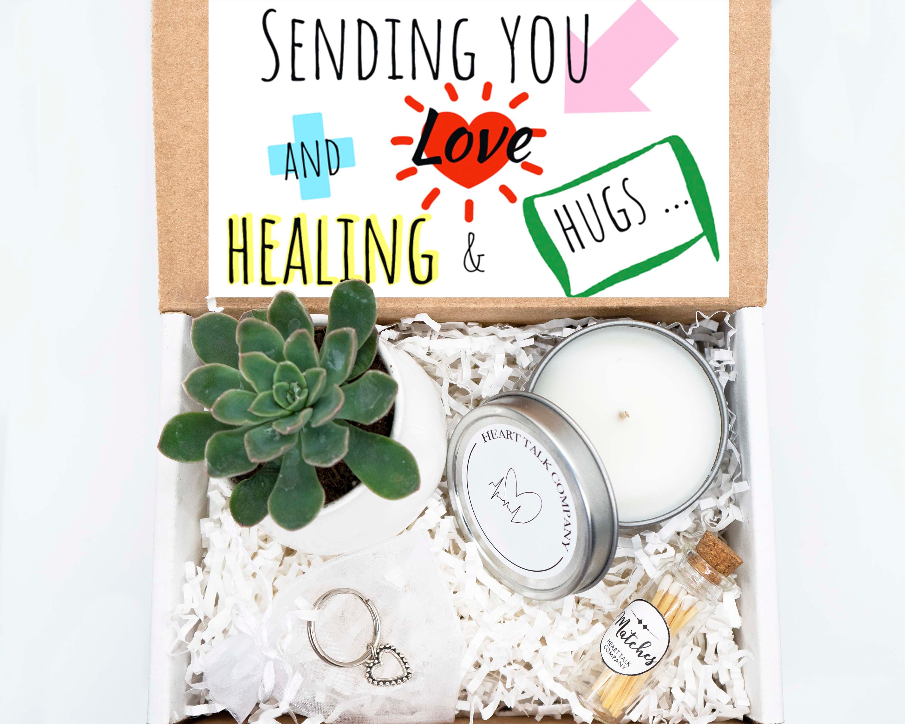 HEALING VIBES. Sending You Love, Healing and Hugs. Care Package. Gift Box.  Succulent Gift Box. Live Succulents. Get Well Gift Box. Succulent 