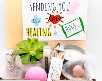GET BETTER SOON.  Gift box. Succulent gift box. live succulent gift. Well Wishes. good vibes. care package . Hugs. Love. Healing Stone
