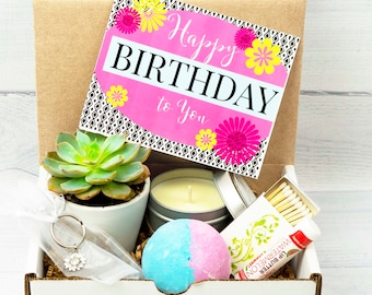 GIFT BOX. Happy BIRTHDAY Gift. Care Package. Sending You Sunshine. Live Succulent. Succulent Gift Box. Succulent Gift. Succulent and Candle