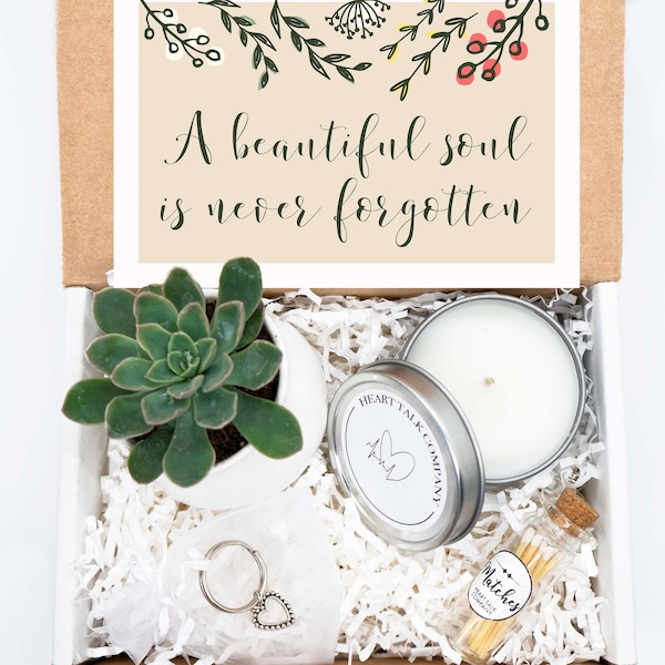 NEVER FORGOTTEN. Gift Box.Live Succulent. Succulent Gift Box. Natural Succulent. Succulent and Candle. Gift Box. Sympathy Box. Care Package