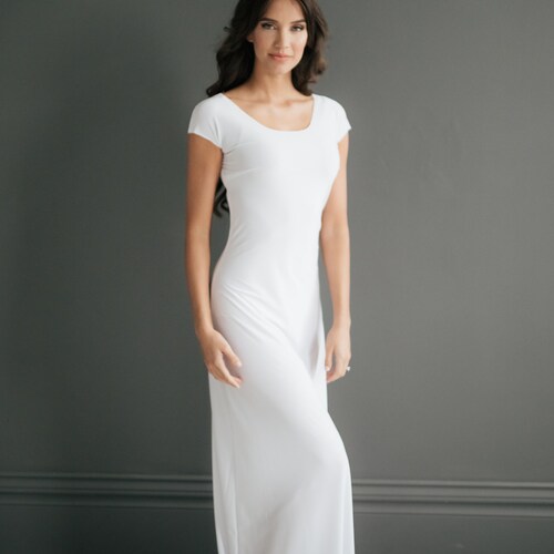 Cap Sleeve Scoop Neck Modest Maxi Slip Etsy